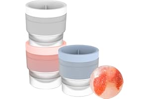 MXJFYY Runde Eiskugelform, 3 pcs Ice Sphere Molds, 2,5"/6 cm Große Ice Balls Eiswürfel Form, BPA-frei Leicht zu Lösen Auslaufsicher Wiederverwendbar Eiskugelform für Whiskey Cocktails Saft