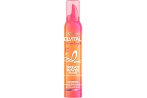 ‎L'OREAL PARIS L'Oréal Paris Elvital Schaumfestiger für Locken und Wellen, Pflegender Haarschaum für langes, gewelltes Haar, 24h Duft, Mit Vitaminen und Rizinusöl, Dream Waves Mousse, 1 x 200 ml