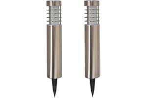 MARCO PAUL INTERIORS Marco Paul Set of 2 Orion Solar Lights Outdoor Garden Stainless Steel 20l Bollard Garden Lights Solar Powered Waterproof Large Driveway Pathway Lighting Ideal for Flowerbeds Borders Outdoor Lighting