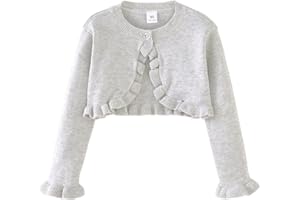 PythJooh Baby Girls Long Sleeve Bolero Cardigan Shrug Kids Wedding Frilly Knit Shrug Cover Up 1-9Years