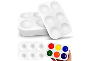 ZORTVUL Lot De 20 Palettes De Mélange, 6 Grilles, Rectangulaires, En Plastique, Pour Artistes Aquarelles Acryliques, Peinture À L'Huile, Pour Les Cours De Bricolage, 8,8 X 12,5 Cm