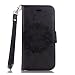 Produktbild Lonchee iPhone 6 6S (4,7 Zoll) Wallet Tasche Brieftasche Schutzhülle ,Mandala Blumenmuster geprägt Muster Design Hochwertige PU Leder Folio Tasche Case Hülle im Bookstyle mit Standfunktion Kredit Kartenfächer (schwarz)