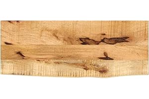 vidaXL Tablero de Mesa Borde Natural Madera Maciza Mango 80x40x2,5 cm, Superficie de Mesa, Tablero de Mesa de Madera, Tablero de reemplazo