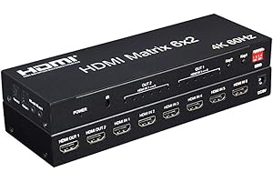 XYKJOBC 4K 60Hz 6x2 HDMI Matrix 6 IN 2 out HDMI Splitter Switch 4x2 HDMI Matrix Audio Video Convertidor con EDID para PC, TV, Doble Pantalla, Matriz HDMI