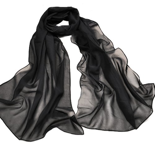 Women's Long Soft Summer Scarves Ladies Beach Scarf Scarfs (Black)