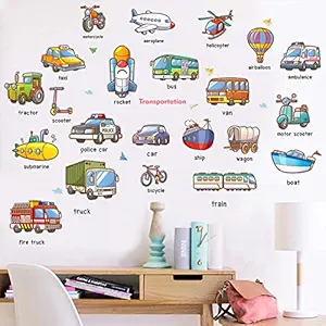 JAAMSO ROYALS Multicolor Car Design Kids Wall Sticker for Home and Wall d?cor - Waterproof and Removable Sticker ( PVC Vinyl, Multicolor )