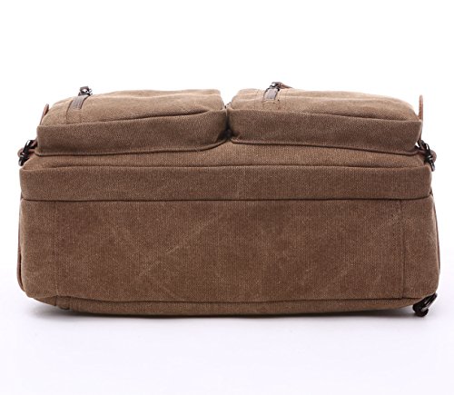BAOSHA HB-22 Vintage Leinwand Herren Aktentasche Rucks  cke Arbeitstasche Umh  ngetasche Laptoptasche 14 Zoll Kaffee