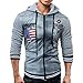 Produktbild Herrenmantel VENMO Herren Casual Print Bluse Langarm Pullover Outwear Mantel (L, Light Gray)