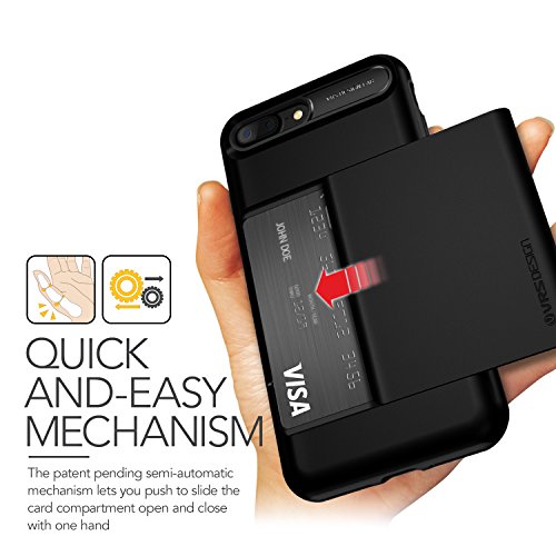 Funda iPhone 8 Plus  Funda iPhone 7 Plus para Targeta VRS Design   Carcasa Protector  Negro Brillante  Funda Billetera Choque Absorci  n Doble Capa  Damda Glide  para Apple iPhone 8 Plus  2017   iPhone 7 Plus  2016 