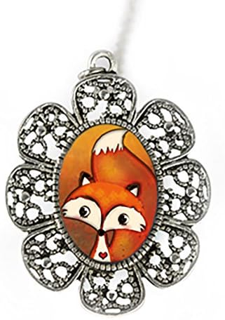 Cute Antique Silver Fox Necklace with a Handmade Pendant in by Tizi Jewellery for Ladies and Girls Perfect gift or for a Party in a Gift Box