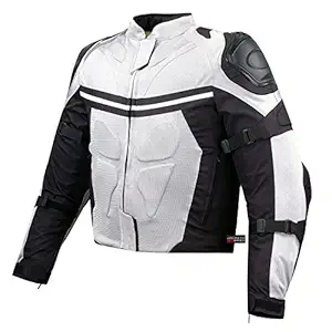 Jackets 4 Bikes Men's Pro Mesh Rain Waterproof Motorcycle Jacket ( White & Black , XL )