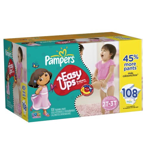 Pampers Easy Ups Trainers For Girls Value Pack Size 2T/3T 108 Count