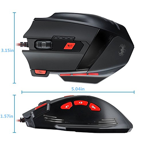  Versi  n Actualizada  Rat  n Gaming   ptico KingTop Rat  n Profesional LED Bot  n USB Al  mbrico para PC Ordenador Port  til con USB Conexi  n  6 DPI Ajustable 1000-9200 DPI  6 LED Color Opciones  8 Botones