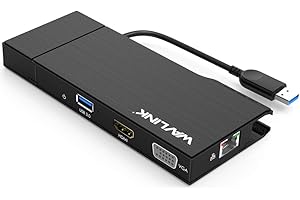 WAVLINK Adattatore da USB 3.0 a HDMI e VGA Supporta connessione Ethernet, lettore di schede SD e TF/Micro SD