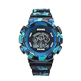 Kinder Armbanduhr, Ulanda Jungen Uhren Digital Analog Sport Uhren, Multifunktions LED Datum Alarm Stoppuhr Wasserdicht Armbanduhr Militär LED Digital Uhr für Jungs und Mädchen (Blau)