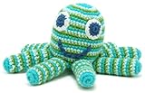 Pebble Octopus Soft Toy Rattle Hand Made and Fair Trade. Green