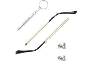 BATHEIDON Staffa di ricambio per occhiali in metallo,Design Leggero e Confortevole, Cerniera di 1mm,140 mm di lunghezza,3 mm di larghezza,Facile Installazione con Viti e Cacciavite 3 in 1,oro