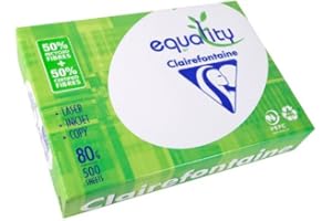 KLIHD Equality Lot de 5 Ramettes 500 Feuilles Papier 80g A4 210x297 mm Certifié PEFC 50% Recyclé Blanc