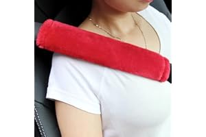 Alyphyly Soft Faux Sheepskin Seat Belt Shoulder Pad for a More Comfortable Driving, Compatible with Adults Youth Kids - Car,Carmera Backpack Straps 2 Packs，Red