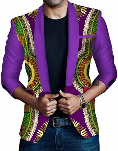 Witkeyseller Men African Floral Print Slim Fit Long Sleeve Blazer Jacket Coat 11 2XL