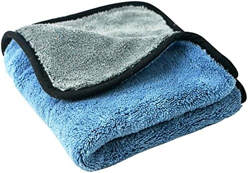 Microfiber car drying cloth washing cleaning polishing, 45 x 38 cm microfibre blue cleans dries cares gently without scratching, surface protection towel household furniture (blue)