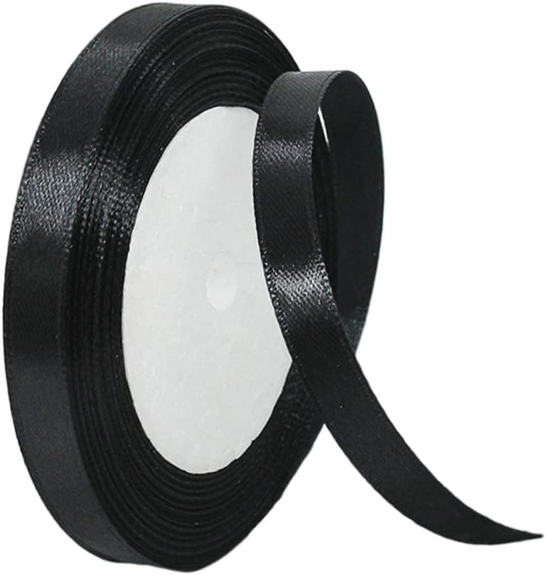 10mm Black Ribbon for Gift Wrapping,22m Fabric Thick Satin Ribbon Black Bow for Gift Wrapping,Ribbons for Balloons,Crafting,Hair,Bouquets,Wedding, Car,Presents,Cake,Christmas Party Decorations
