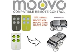 MOOVO REPLACEMENT MOOVO MT4, MT4G, MT4V Télécommande Compatible avec émetteur Manuel 433.92 MHz Code keyfob