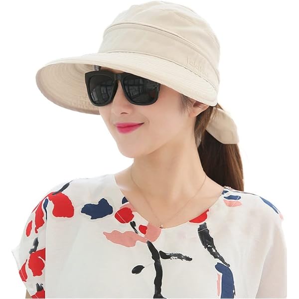 Chapeau De Soleil Femme QCHOMEE - Bord Large Réglable - Pliable Et Anti-UV - Pour Vélo, Plage, Voyage
