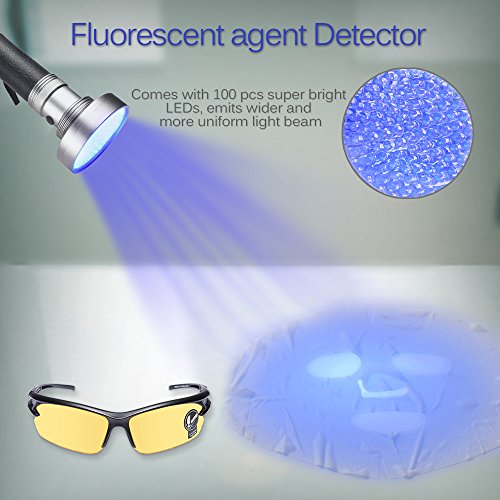 WOLFWILL LED Schwarzlicht Taschenlampe UV Flashlicht mit UV Schutzbrille für Camping,Outdoor - 7