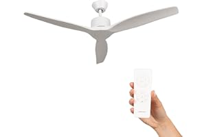 Mellerware - Ventilatore da soffitto con telecomando Brizy! 45W | Potente, Ultra silenzioso | 3 pale | Diametro 132cm | 6 velocità | Timer | Funzioni estate inverno | Stanze fino a 20m2 | Bianco