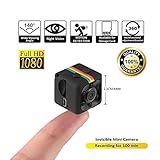 Mit max. 32G erweitert SQ11 Autokamera Infrarot Nachtsicht HD Mini Kamera Mini DVR Bewegungsmelder Kamera Überwachung Schwarz