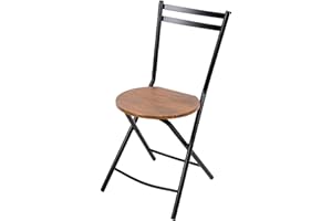 THE SECRET HOME Silla Plegable de Madera y Metal - Base de Madera - Ideal para Despacho, Cocina, Salón, Terraza - Alto: 80 cm x Largo: 40 cm (Negro)