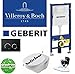 Produktbild Geberit Duofix UP 320 Vorwandelement, V&B Omnia Classic WC Komplettset + Deckel Softclose, Ceramicplus Drückerplatte SCHWARZ