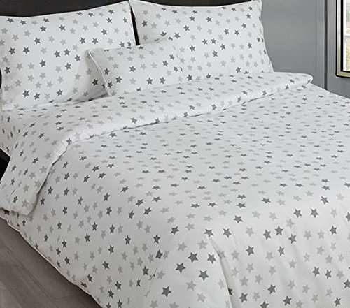 Grey and White Star Print Double Duvet Set