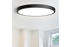 EDISHINE Płaska lampa sufitowa LED, nowoczesna okrągła czerń, 18 W, lampa do salonu 1620 lm, 4000 K, neutralna biel, naturalne białe światło dzienne, φ230 x 21 mm, do salonu, kuchni, sypialni piwnicy