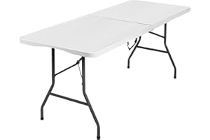 T-LOVENDO.ES Mesa plegable camping portátil, jardín, catering. Auxiliar y Rectangular 180x70cm. Hasta 150kg de carga. Para exterior e interior. Ideal para 6 personas. Eventos, oficina, estudio, reuniones. Blanca