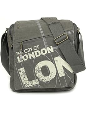 Robin-Ruth Überschlagtasche London big Alex style Leinwand Canvas grau o. dunkelgrau