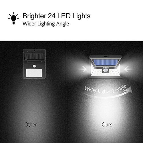 Mpow 24 LED Weitwinkel Solarleuchten Außen Solar Betriebene Außenleuchte, Wandleuchte, Energiesparende Wasserdichte 3 Modi Sicherheit Bewegungs-Sensor-Licht für Garten, Patio, Deck, Hof - 3