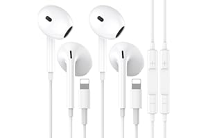 OLKIEQZ 2 Pack Auriculares para iPhone 【Certifiés MFi】 HiFi Estéreo Cascos con Cable con Micrófono,Control de Volumen de Soporte,Reducción de Ruido,Compatible con iPhone 13/12/11/Pro/X/XR/8 Plus/iPad