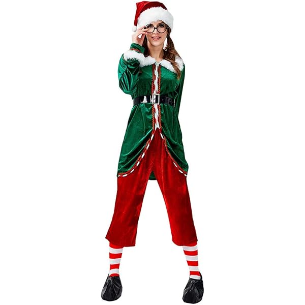Costume Da Elfo Natalizio Per Donna – Vestito Verde Con Cappello A Punta, Copriscarpe E Cintura, Perfetto Per Feste E Cosplay Di Natale