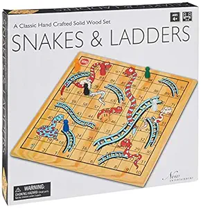 Wooden Snakes & Ladders Game