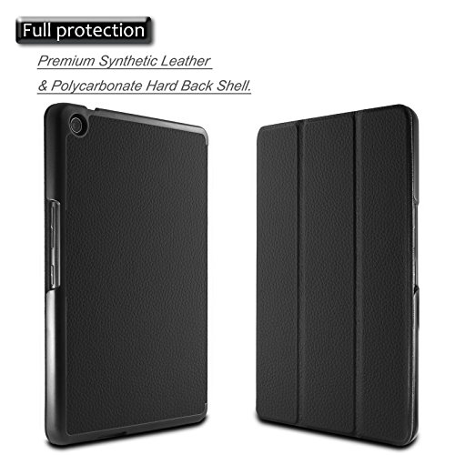 ASUS ZenPad Z8 / ZenPad 3 8.0 Hülle, Infiland Ultra Dünn Tri-Fold Smart-Muschel PU Leder Ultra Schlank Superleicht Ständer Smart Shell Cover Schutzhülle Etui Tasche für ZenPad Z8 ZT581KL / ZenPad 3 8.0 Z581KL 20,06 cm (7,9 Zoll) Tablet-PC (mit Auto Schlaf / Wach Funktion）(Schwarz) - 2