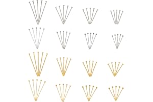 Craftdady 1600Pcs Mixed Colors Head Pins Ball Head Pins Flat Head Pins Wire Disc Headpins for Beading Jewelry Making