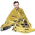 FDTY 1pack Foil Emergency Blanket Lightweight Waterproof Survive First Aid Kit Insulation Lifesaving for Hiking Outdoor for Travel Hunting (gold+silver, 160X210cm)