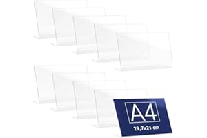 Danieli Store - Expositor Metacrilato Transparente A4 Horizontal - Expositor Acrilico Porta Menú, Porta Precios, Porta Fotos Para Mesa - Soporte de Acrílico Transparente Para Avisos (10 unidades)