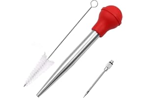 TOPINCN Turquía Baster Herramienta De Adobo De Acero Inoxidable Sabor, Inyector De Condimentos De Carne Resistente Al Calor Jeringa