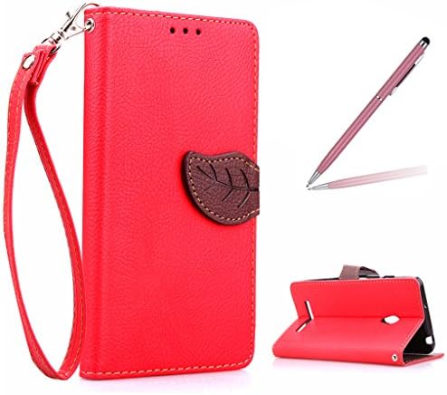 Trumpshop Smartphone Protective Case for ASUS ZenFone 5 Leaf Series + Red + Ultra Silm Premium PU Leather Flip Wallet Cover Bookstyle Hand Rope Card Slots Stand Feature Shockproof