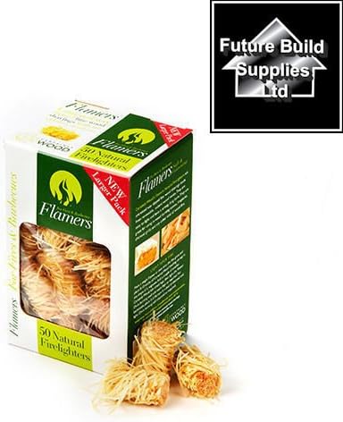 Flamers 50 Natural Firelighters for Stoves,BBQ,Fireplaces NEW Larger Pack