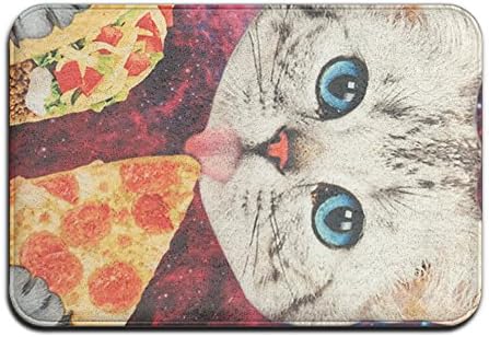 Galaxy Space Kitten Cat Eat Pizza Home Doormat Floor Mat 4060 Non-slip