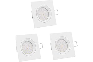 Lumare LED Luce da incasso 4W | Set di 3 | 400lm, IP44 | Profondità d'incasso 27mm, Ø68mm | Bianco caldo | Angolo bianco | Modulo luminoso intercambiabile